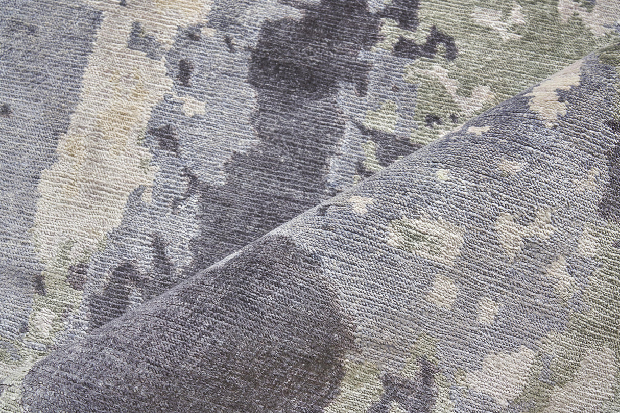 Exquisite Rugs Bamboo Silk Hand-knotted 3337 Blue/Gray 6' x 9' Area Rug