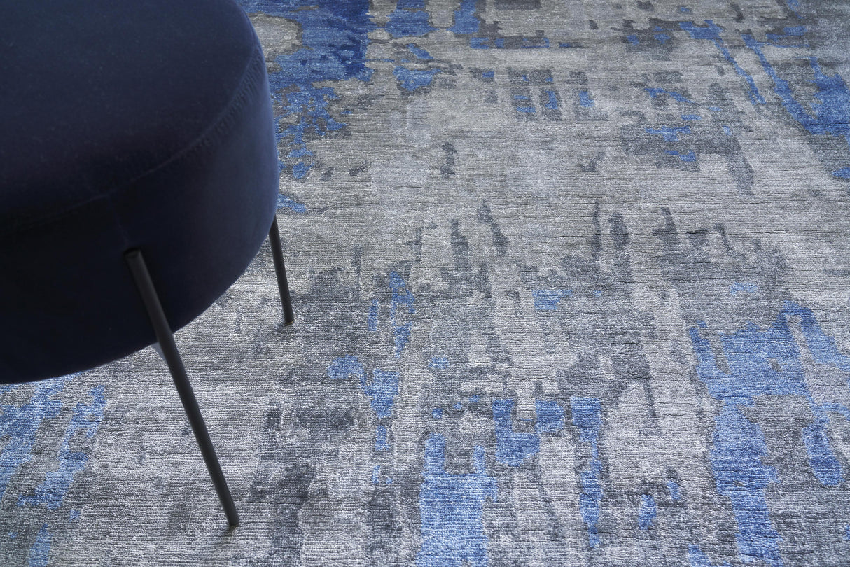 Exquisite Rugs Bamboo Silk Hand-knotted 3339 Blue/Gray 10' x 14' Area Rug