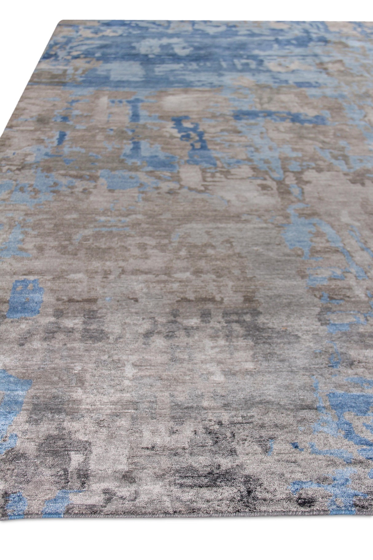 Exquisite Rugs Bamboo Silk Hand-knotted 3339 Blue/Gray 10' x 14' Area Rug