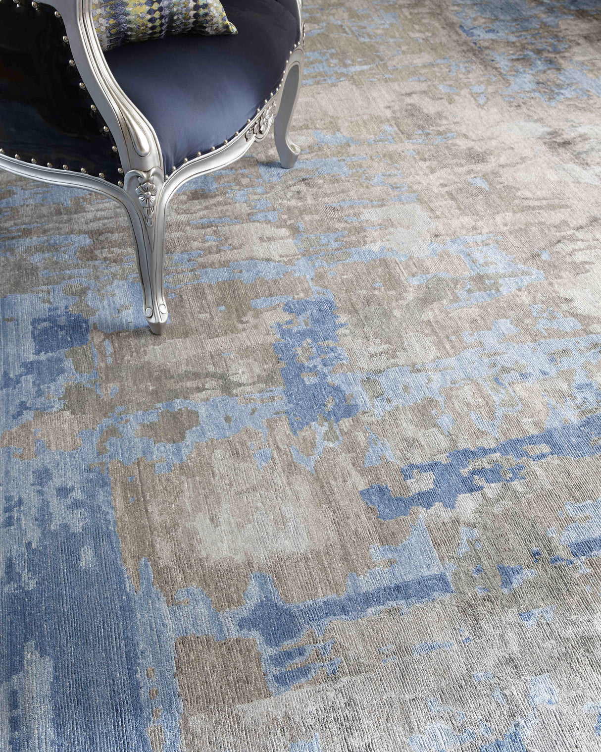 Exquisite Rugs Bamboo Silk Hand-knotted 3339 Blue/Gray 10' x 14' Area Rug