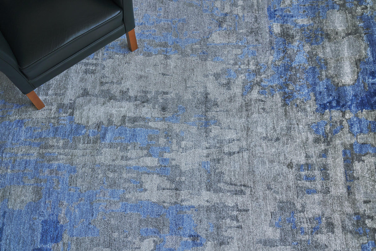 Exquisite Rugs Bamboo Silk Hand-knotted 3339 Blue/Gray 10' x 14' Area Rug