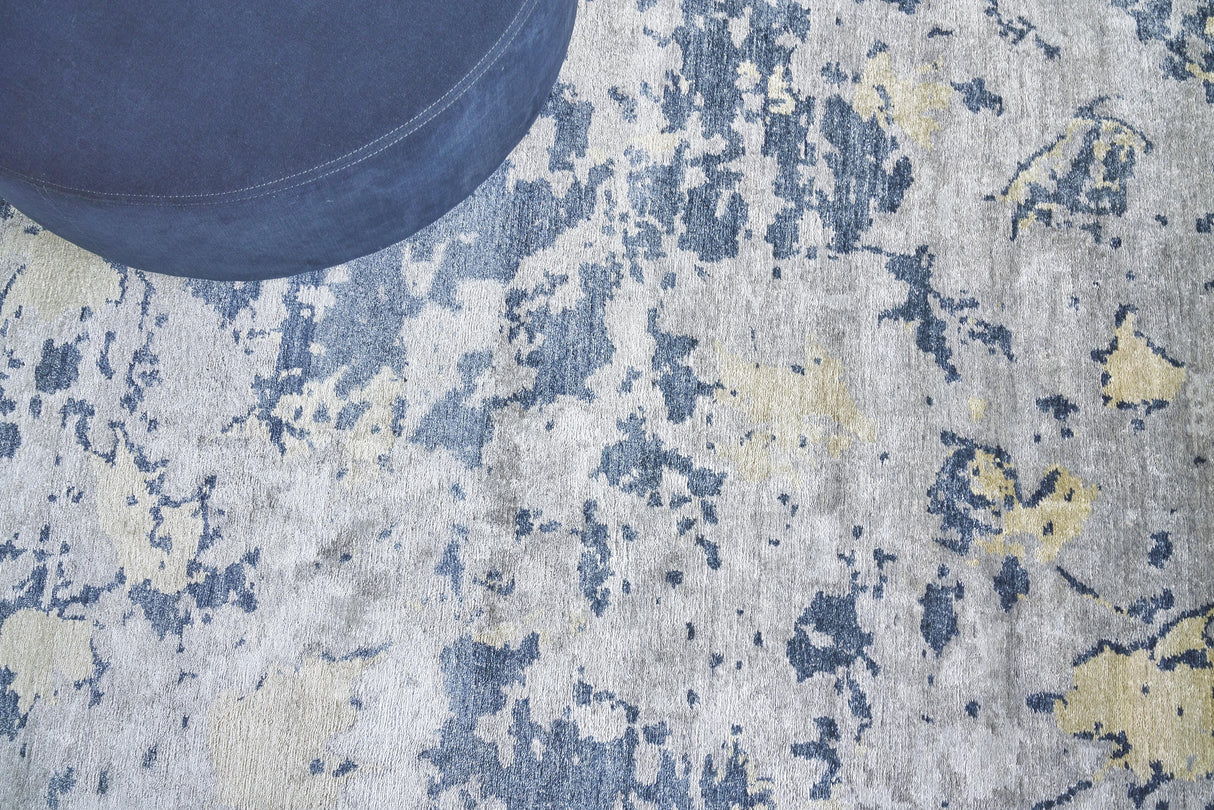 Exquisite Rugs Bamboo Silk Hand-knotted 3340 Blue/Gray 10' x 14' Area Rug