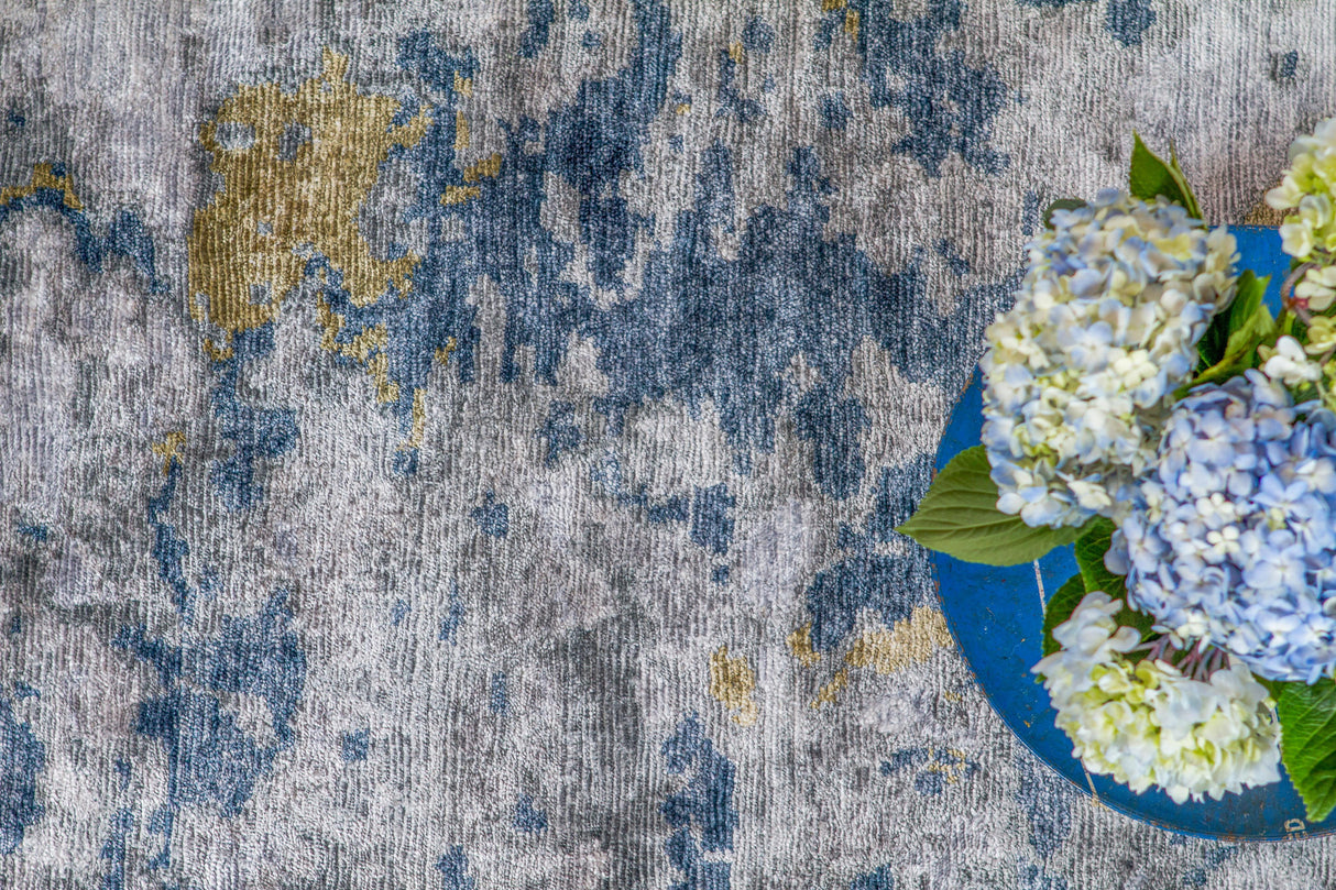 Exquisite Rugs Bamboo Silk Hand-knotted 3340 Blue/Gray 14' x 18' Area Rug