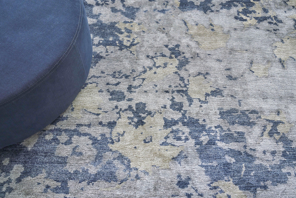Exquisite Rugs Bamboo Silk Hand-knotted 3340 Blue/Gray 6' x 9' Area Rug