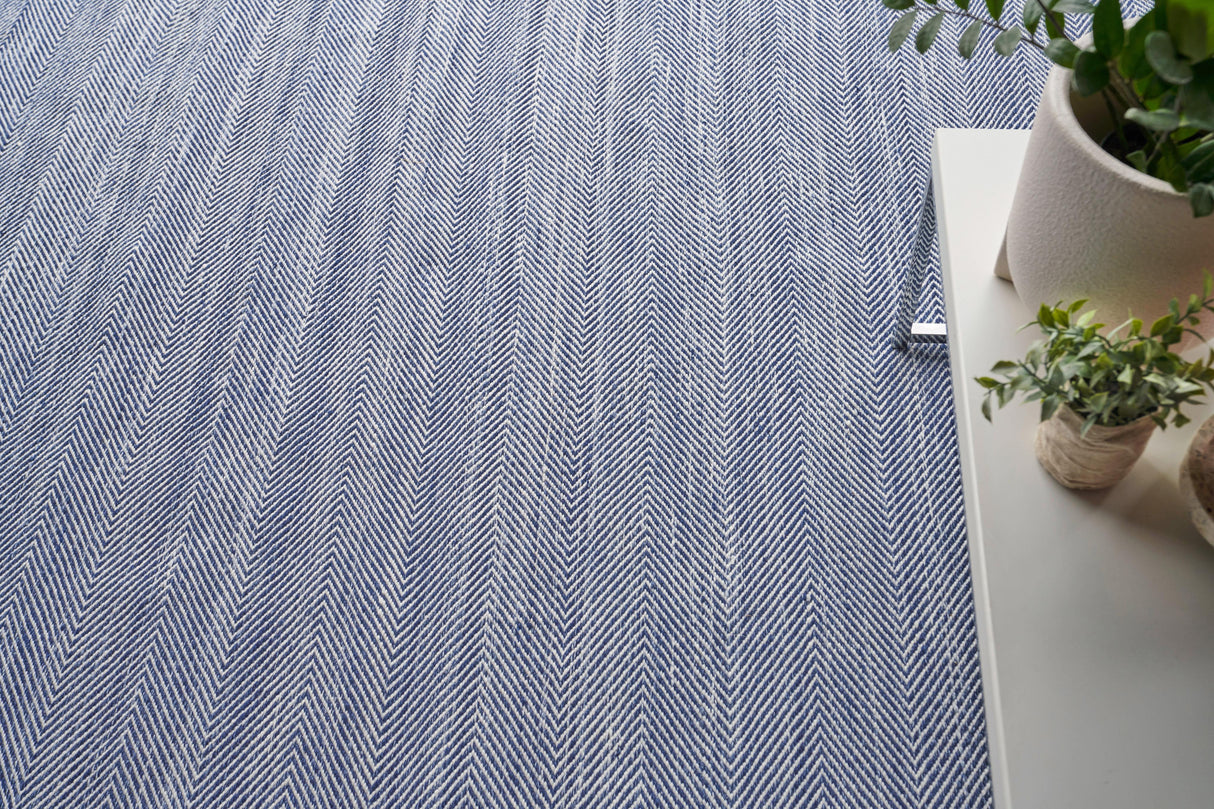 Exquisite Rugs Bintan Indoor/Outdoor Flatweave PET yarn 4895 Ivory/Blue 5' x 8' Area Rug