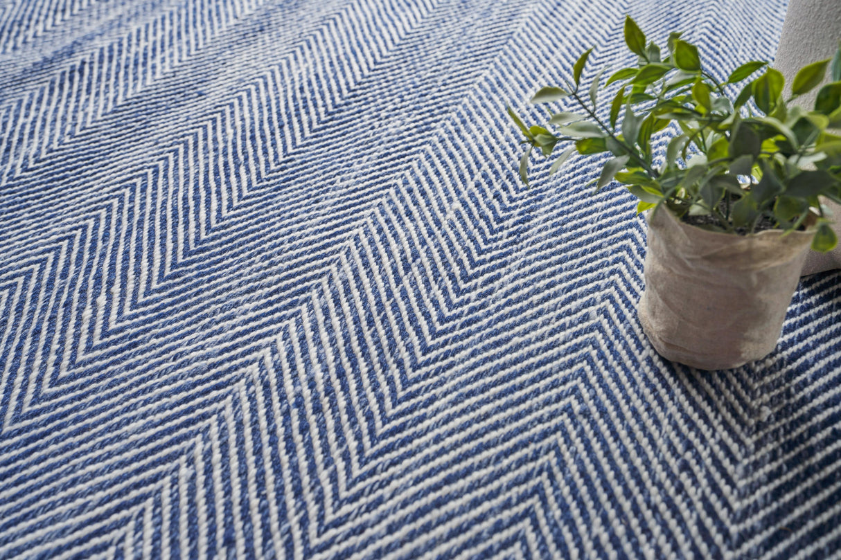 Exquisite Rugs Bintan Indoor/Outdoor Flatweave PET yarn 4895 Ivory/Blue 5' x 8' Area Rug