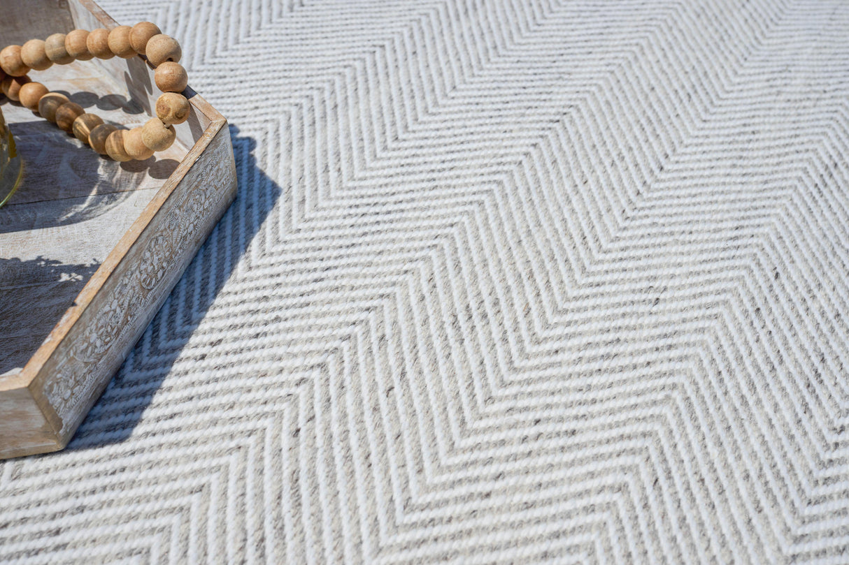 Exquisite Rugs Bintan Indoor/Outdoor Flatweave PET yarn 4896 Ivory/Silver 5' x 8' Area Rug