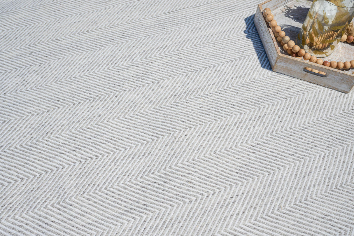 Exquisite Rugs Bintan Indoor/Outdoor Flatweave PET yarn 4896 Ivory/Silver 5' x 8' Area Rug
