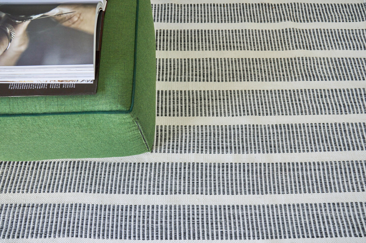 Exquisite Rugs Boca Indoor/Outdoor Flatweave PET yarn 4889 Ivory/Black 8' x 10' Area Rug