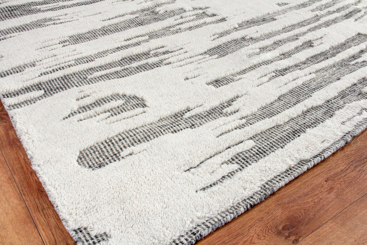 Exquisite Rugs Calibre Hand-knotted New Zealand Wool 4460 Ivory/Charcoal 9' x 12' Area Rug