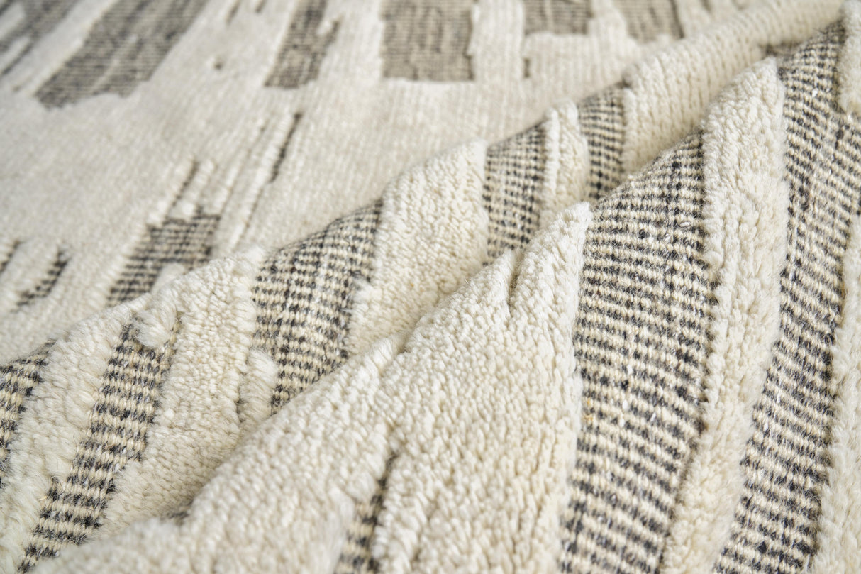 Exquisite Rugs Calibre Hand-knotted New Zealand Wool 4460 Ivory/Charcoal 9' x 12' Area Rug