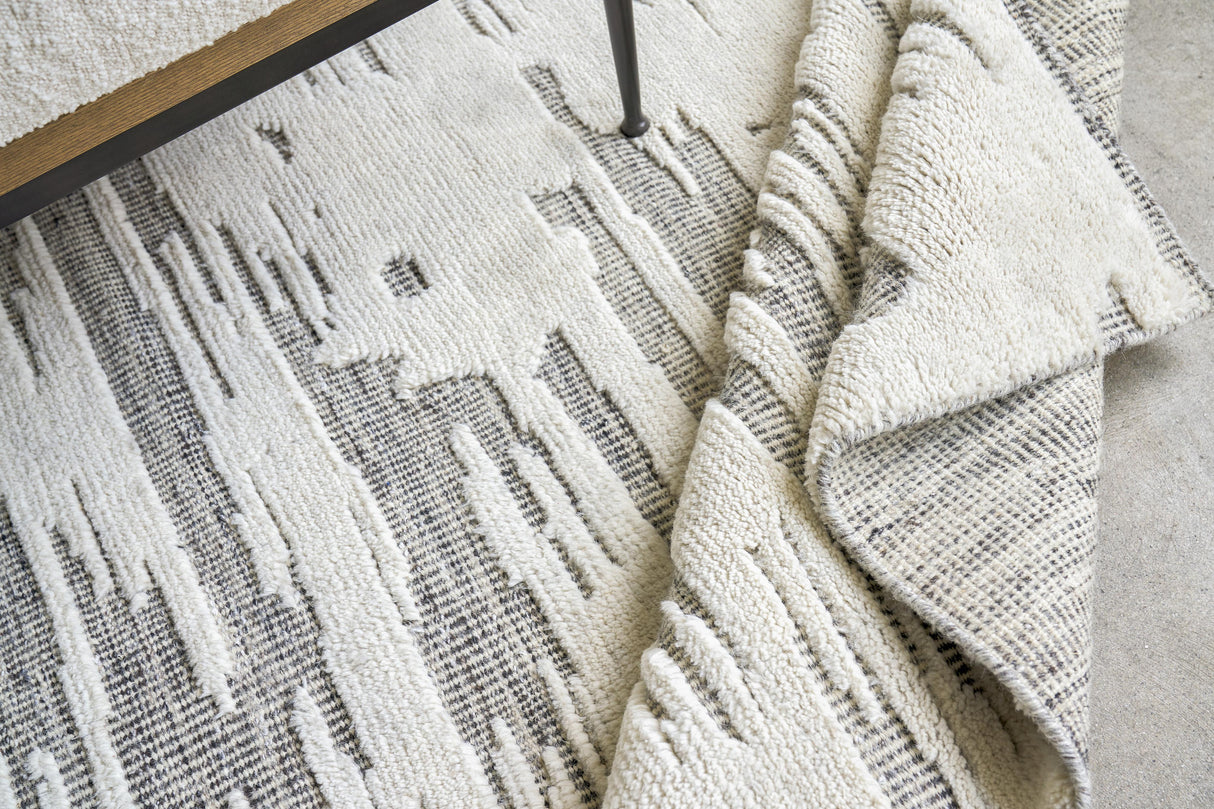 Exquisite Rugs Calibre Hand-knotted New Zealand Wool 4460 Ivory/Charcoal 9' x 12' Area Rug
