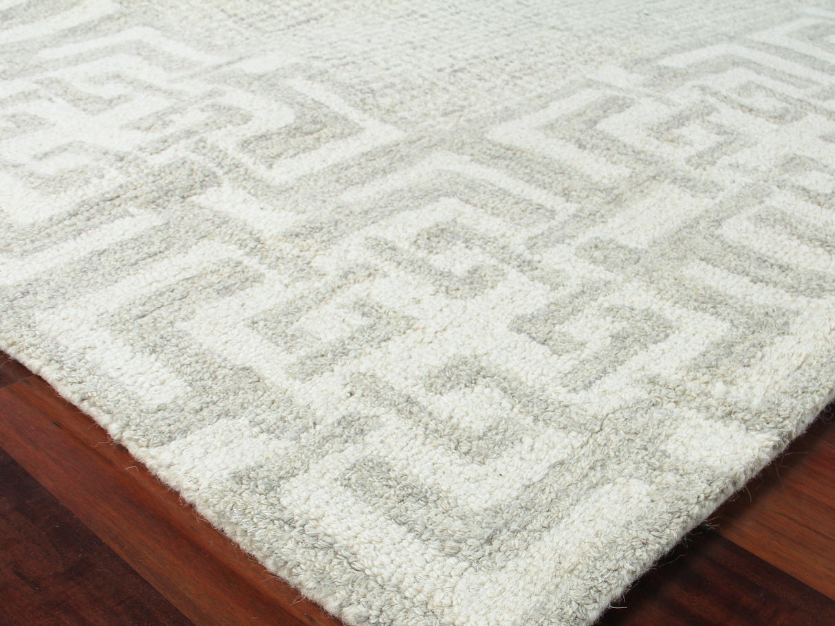 Exquisite Rugs Caprice Hand-tufted New Zealand Wool 2706 Silver/Ivory 9' x 12' Area Rug
