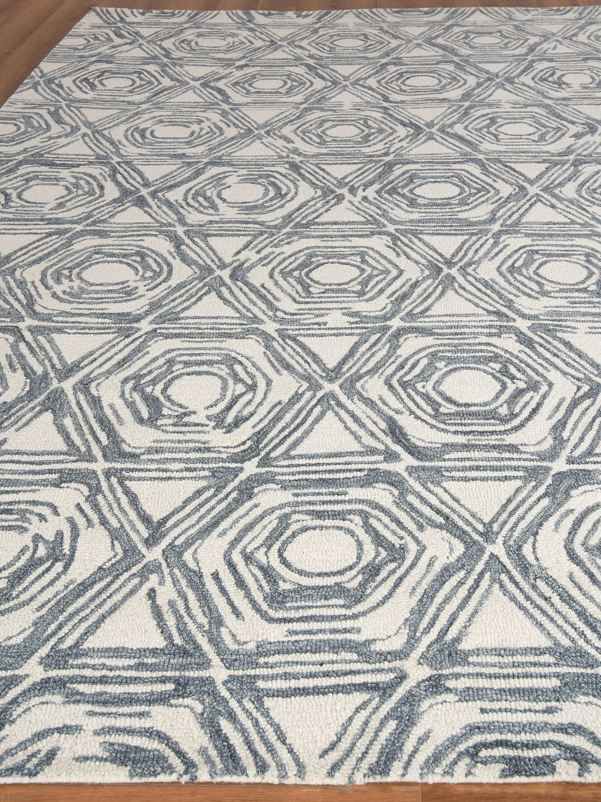 Exquisite Rugs Caprice Hand-tufted New Zealand Wool 2708 Dark Blue/Ivory 9' x 12' Area Rug