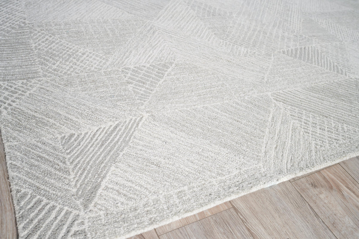 Exquisite Rugs Caprice Hand-tufted New Zealand Wool 4759 Silver/Ivory 8' x 10' Area Rug