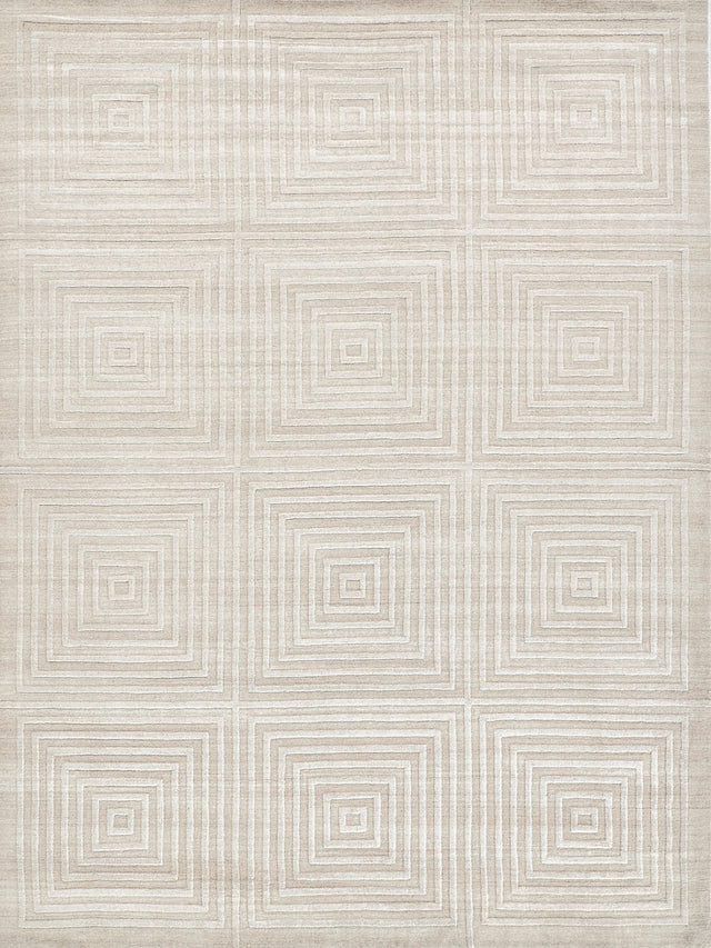 Exquisite Rugs Castelli Hand-loomed Bamboo Silk/Wool 3973 Light Beige 10' x 14' Area Rug