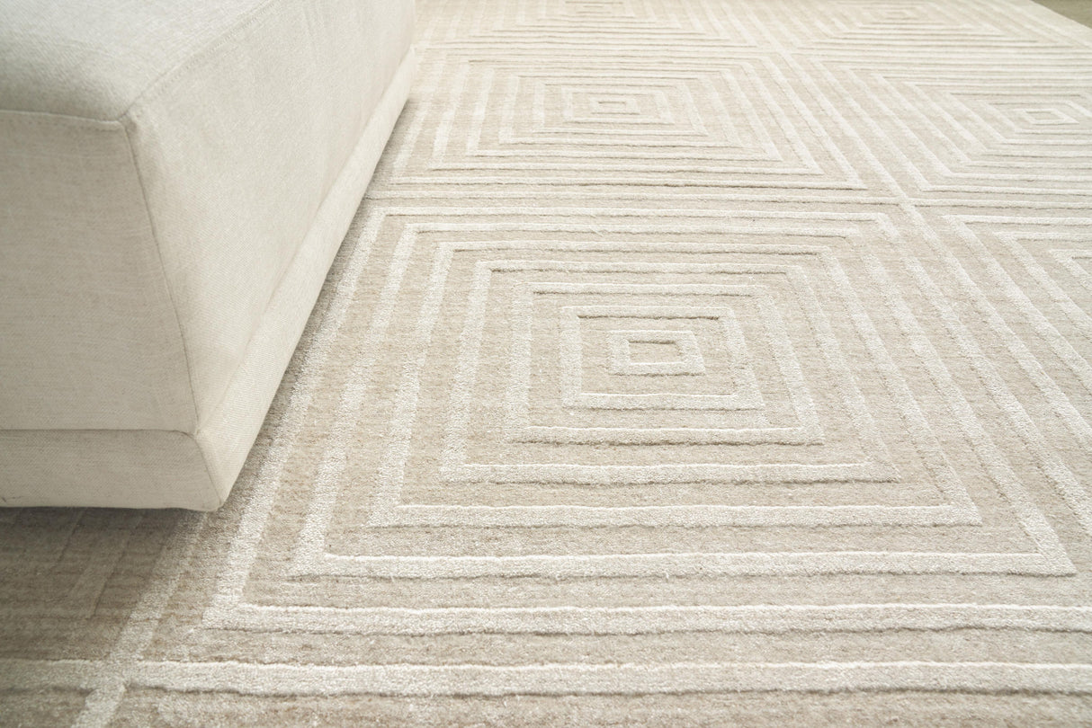 Exquisite Rugs Castelli Hand-loomed Bamboo Silk/Wool 3973 Light Beige 12' x 15' Area Rug