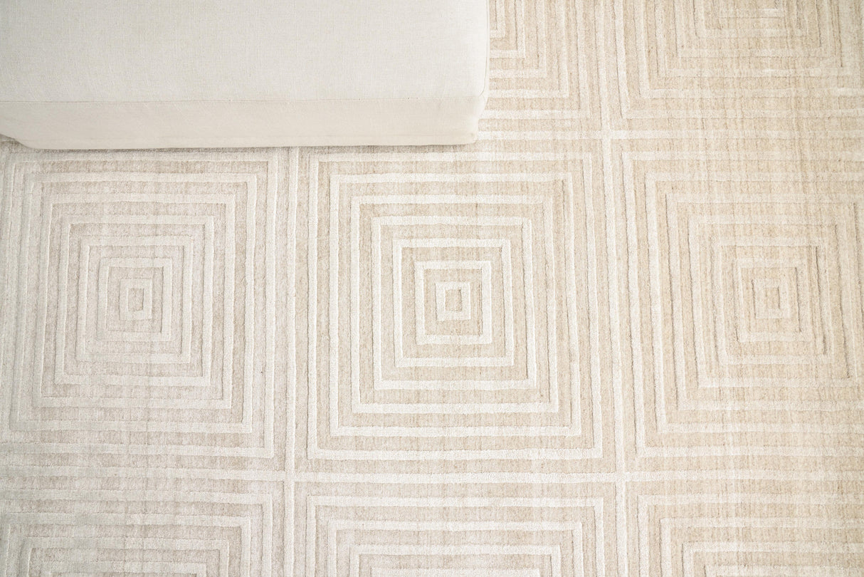 Exquisite Rugs Castelli Hand-loomed Bamboo Silk/Wool 3973 Light Beige 9' x 12' Area Rug