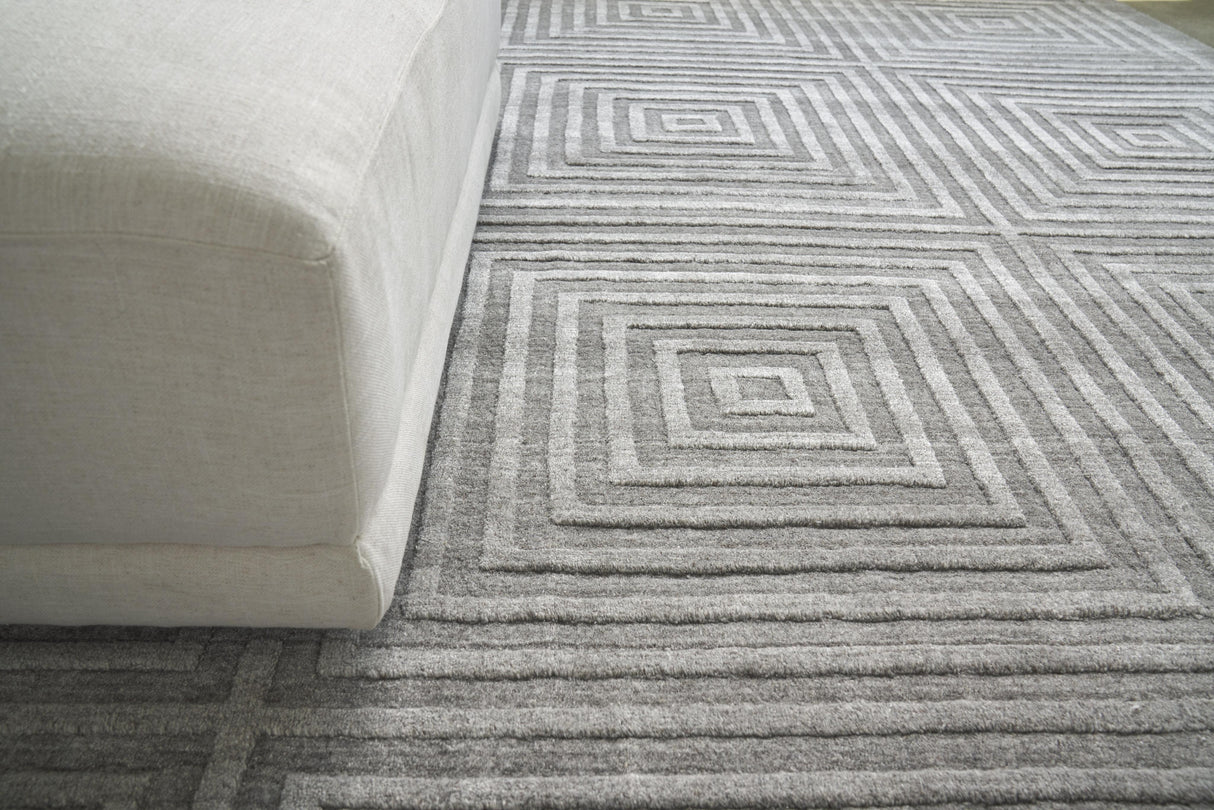 Exquisite Rugs Castelli Hand-loomed Bamboo Silk/Wool 3974 Gray 14' x 18' Area Rug
