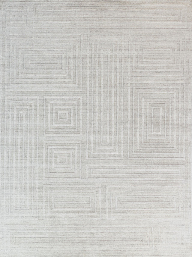 Exquisite Rugs Castelli Hand-loomed Bamboo Silk/Wool 4351 Ivory 8' x 10' Area Rug