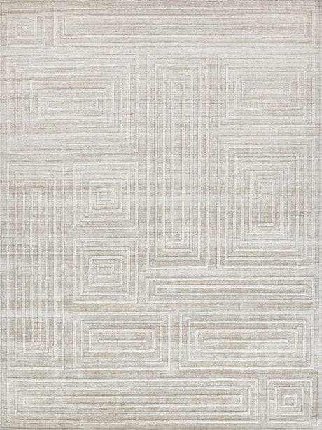 Exquisite Rugs Castelli Hand-loomed Bamboo Silk/Wool 4352 Light Beige 10' x 14' Area Rug
