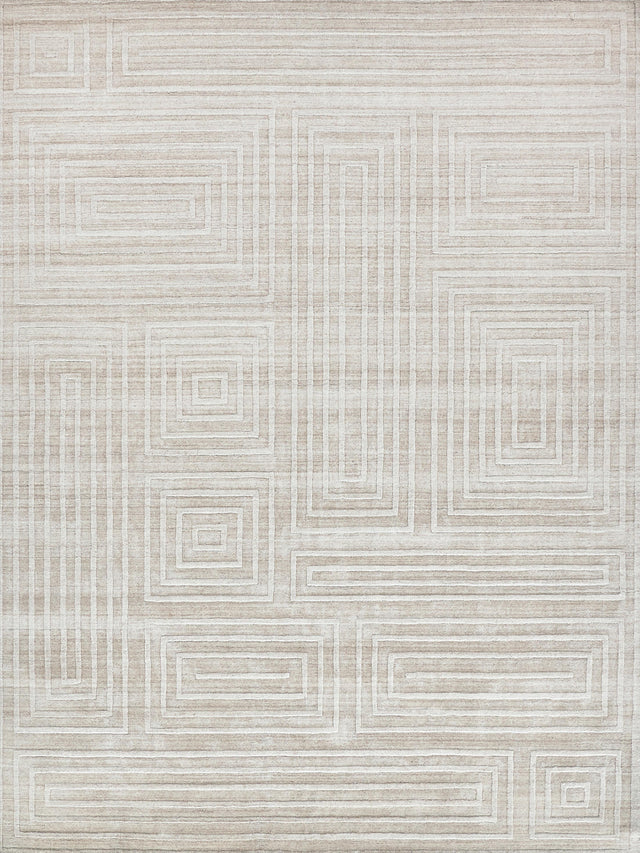 Exquisite Rugs Castelli Hand-loomed Bamboo Silk/Wool 4352 Light Beige 10' x 14' Area Rug