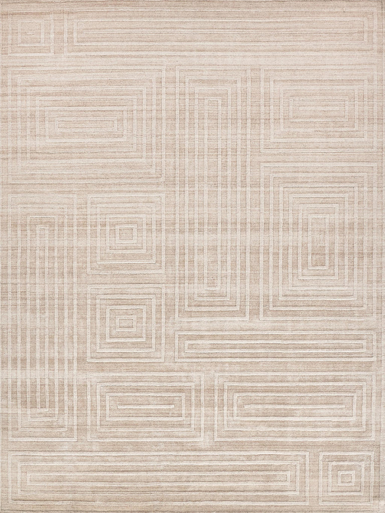Exquisite Rugs Castelli Hand-loomed Bamboo Silk/Wool 4352 Light Beige 10' x 14' Area Rug