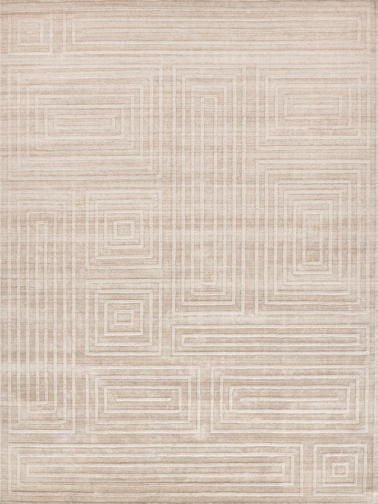 Exquisite Castelli Hand-loomed Bamboo Silk/Wool Light Beige Area Rug 10.0'X14.0' Rug