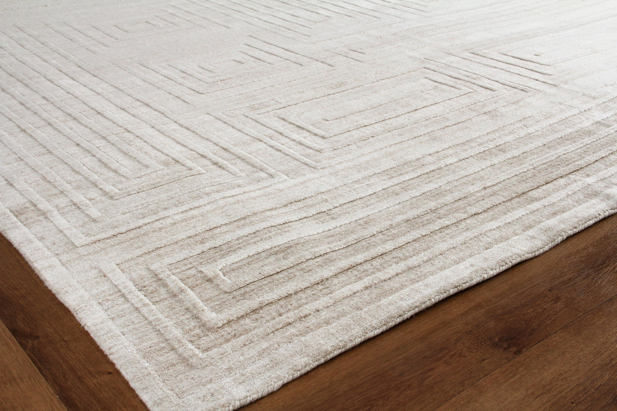 Exquisite Rugs Castelli Hand-loomed Bamboo Silk/Wool 4352 Light Beige 10' x 14' Area Rug