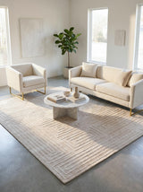 Exquisite Rugs Castelli Hand-loomed Bamboo Silk/Wool 4352 Light Beige 9' x 6' Area Rug