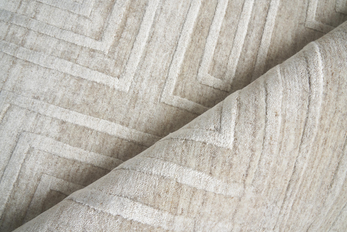 Exquisite Rugs Castelli Hand-loomed Bamboo Silk/Wool 4352 Light Beige 6' x 9' Area Rug