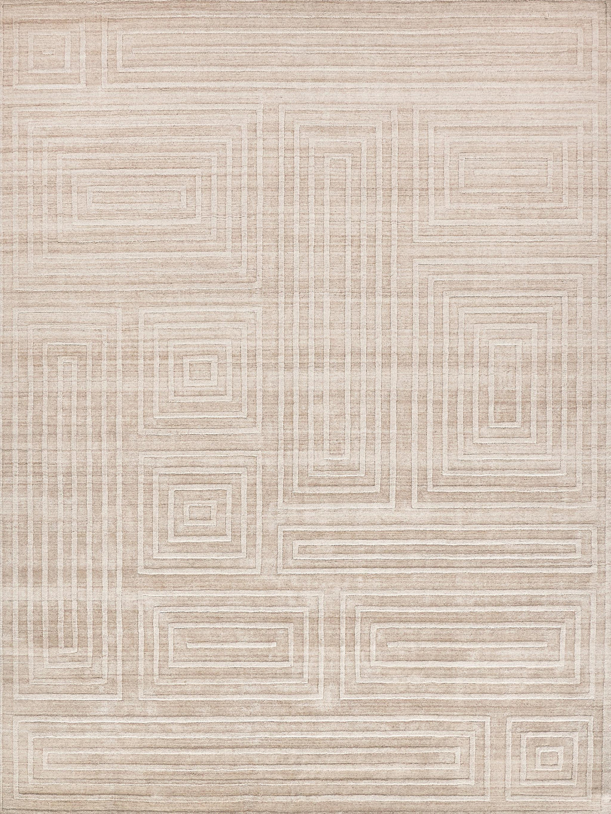Exquisite Castelli Hand-loomed Bamboo Silk/Wool Light Beige Area Rug 8.0'X10.0' Rug