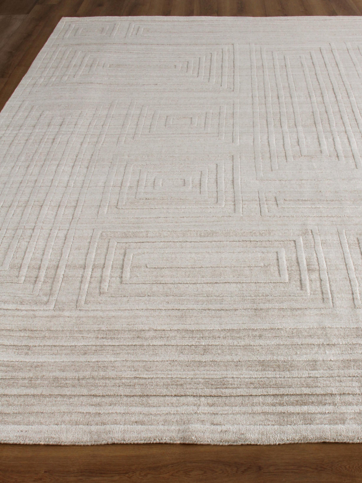 Exquisite Rugs Castelli Hand-loomed Bamboo Silk/Wool 4352 Light Beige 10' x 8' Area Rug