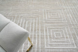 Exquisite Rugs Castelli Hand-loomed Bamboo Silk/Wool 4352 Light Beige 12' x 9' Area Rug
