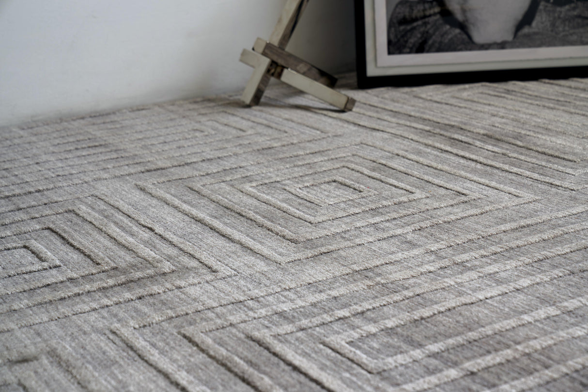 Exquisite Rugs Castelli Hand-loomed Bamboo Silk/Wool 4353 Gray 10' x 14' Area Rug