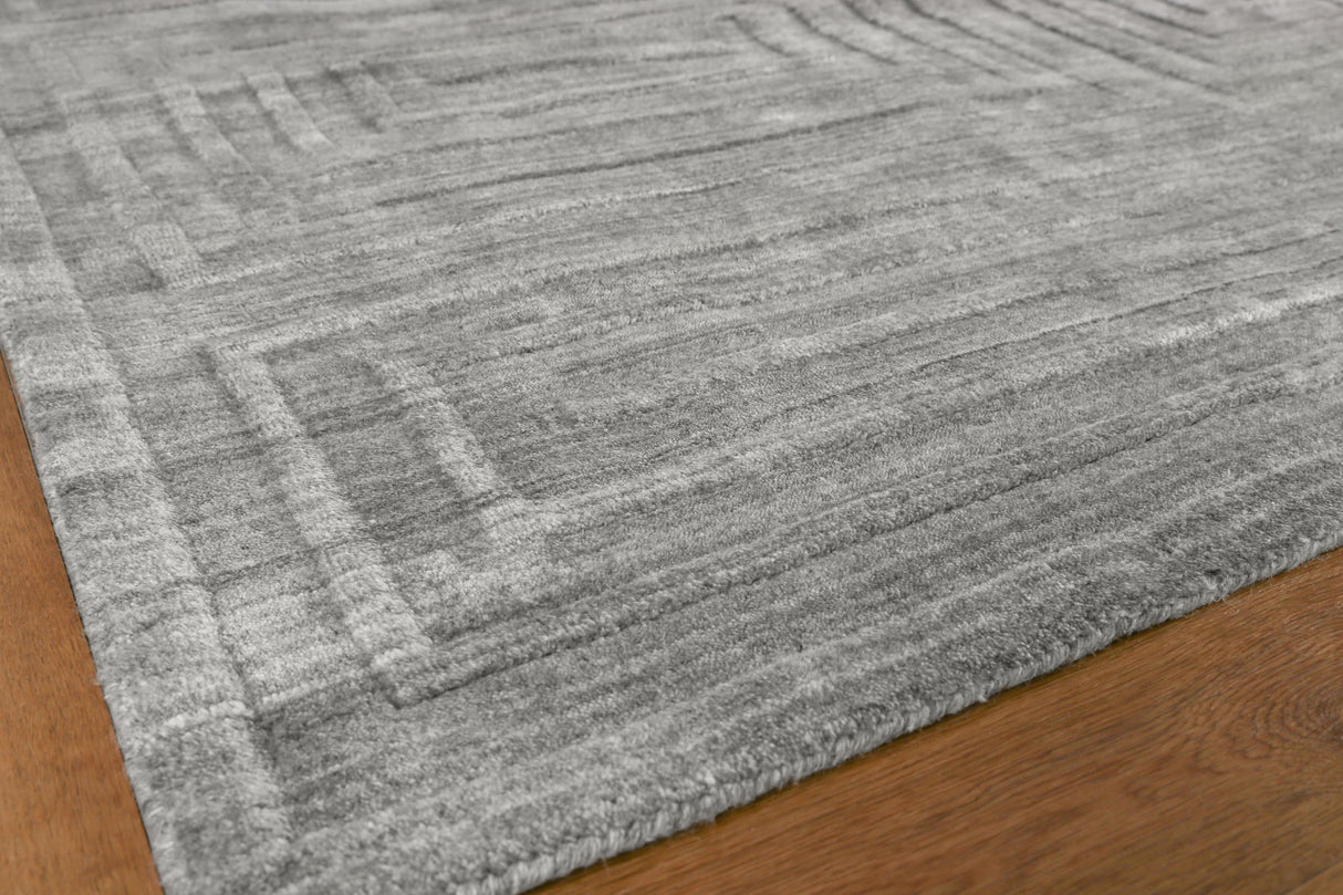 Exquisite Rugs Castelli Hand-loomed Bamboo Silk/Wool 4353 Gray 6' x 9' Area Rug