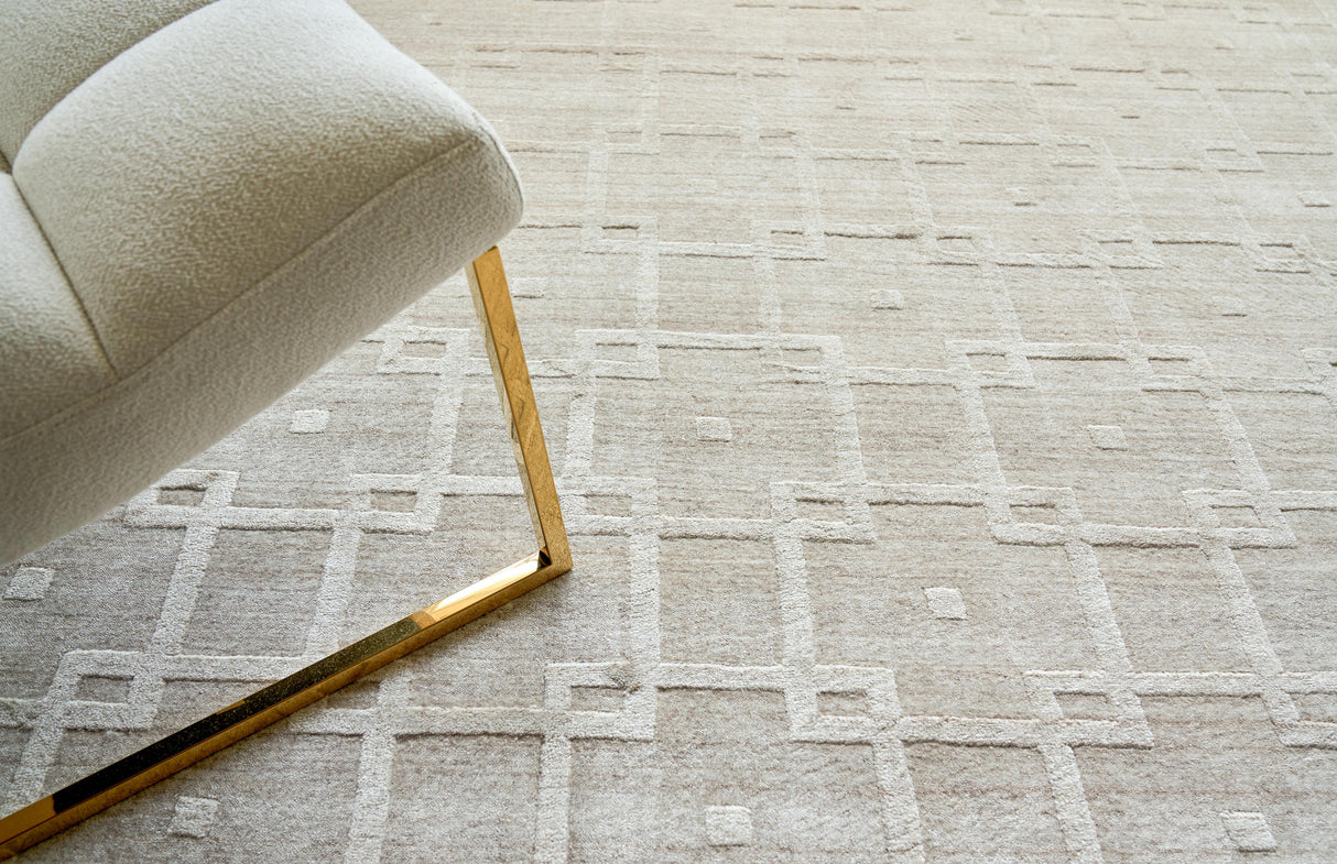 Exquisite Rugs Castelli Hand-loomed Bamboo Silk/Wool 4355 Light Beige 10' x 14' Area Rug
