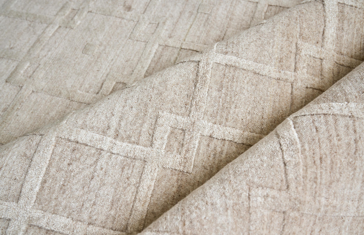 Exquisite Rugs Castelli Hand-loomed Bamboo Silk/Wool 4355 Light Beige 10' x 14' Area Rug