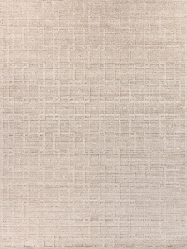 Exquisite Rugs Castelli Hand-loomed Bamboo Silk/Wool 4355 Light Beige 9' x 12' Area Rug