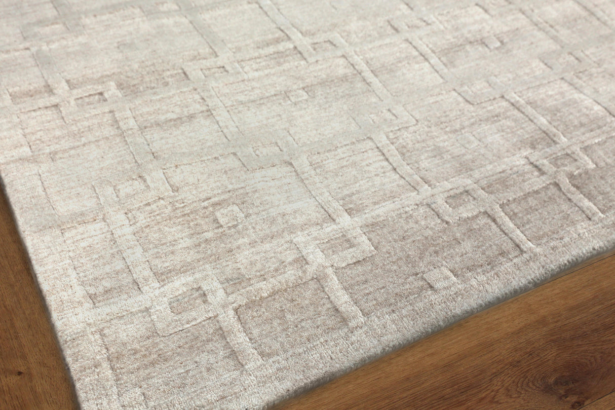 Exquisite Rugs Castelli Hand-loomed Bamboo Silk/Wool 4355 Light Beige 9' x 12' Area Rug