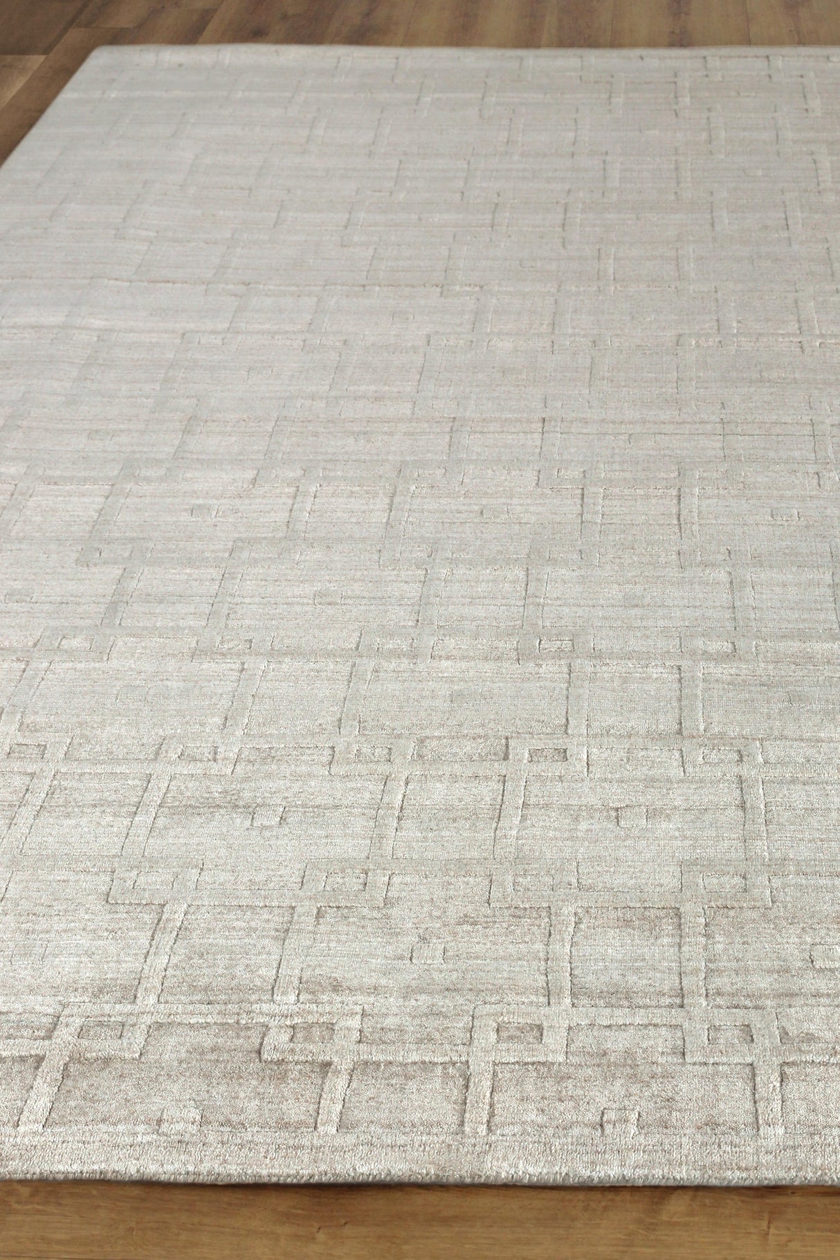 Exquisite Rugs Castelli Hand-loomed Bamboo Silk/Wool 4355 Light Beige 9' x 12' Area Rug
