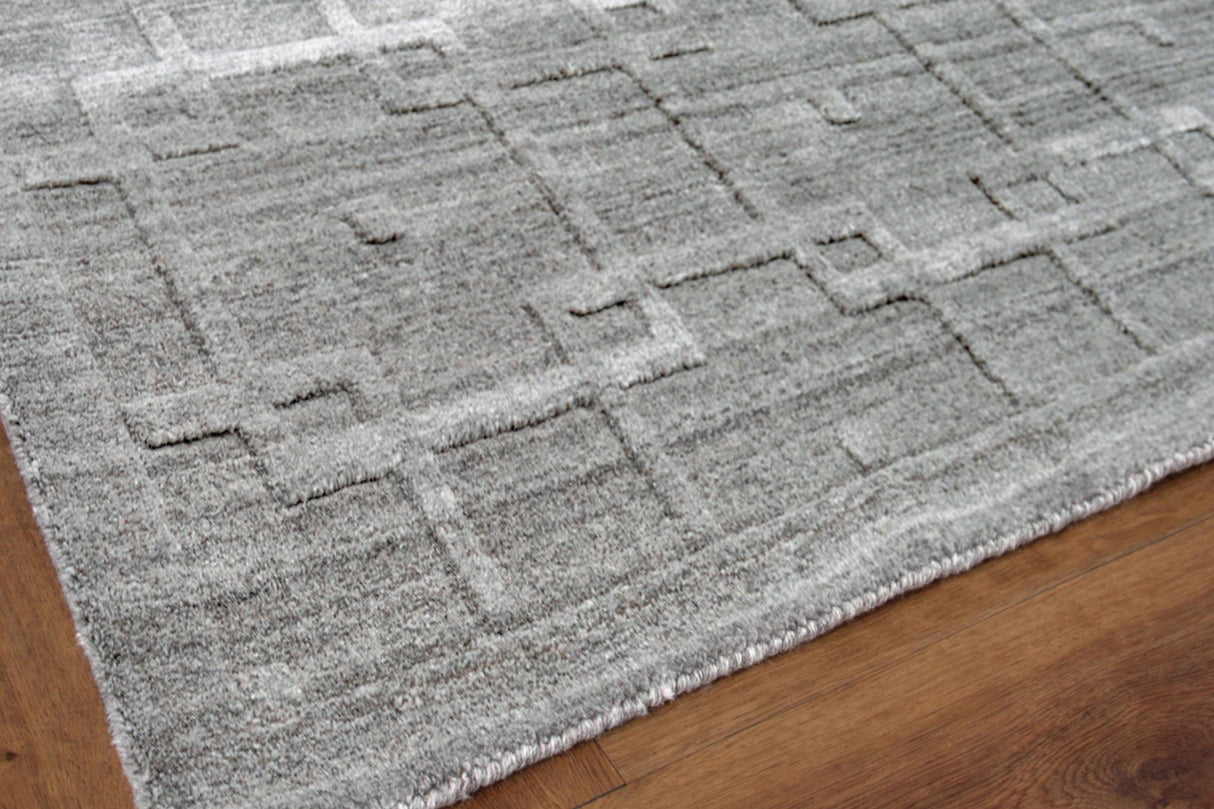 Exquisite Rugs Castelli Hand-loomed Bamboo Silk/Wool 4356 Gray 10' x 14' Area Rug