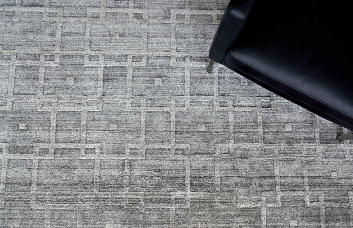 Exquisite Rugs Castelli Hand-loomed Bamboo Silk/Wool 4356 Gray 9' x 12' Area Rug