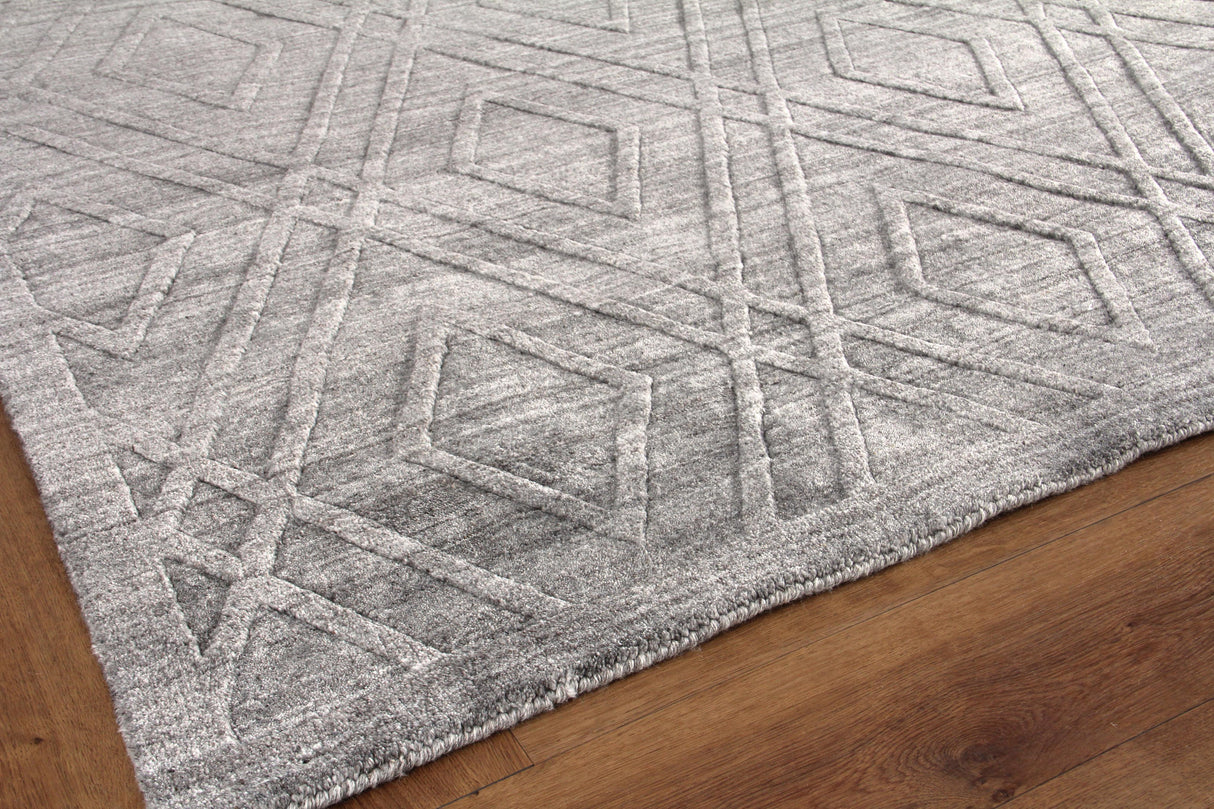 Exquisite Rugs Castelli Hand-loomed Bamboo Silk/Wool 4359 Gray 9' x 12' Area Rug