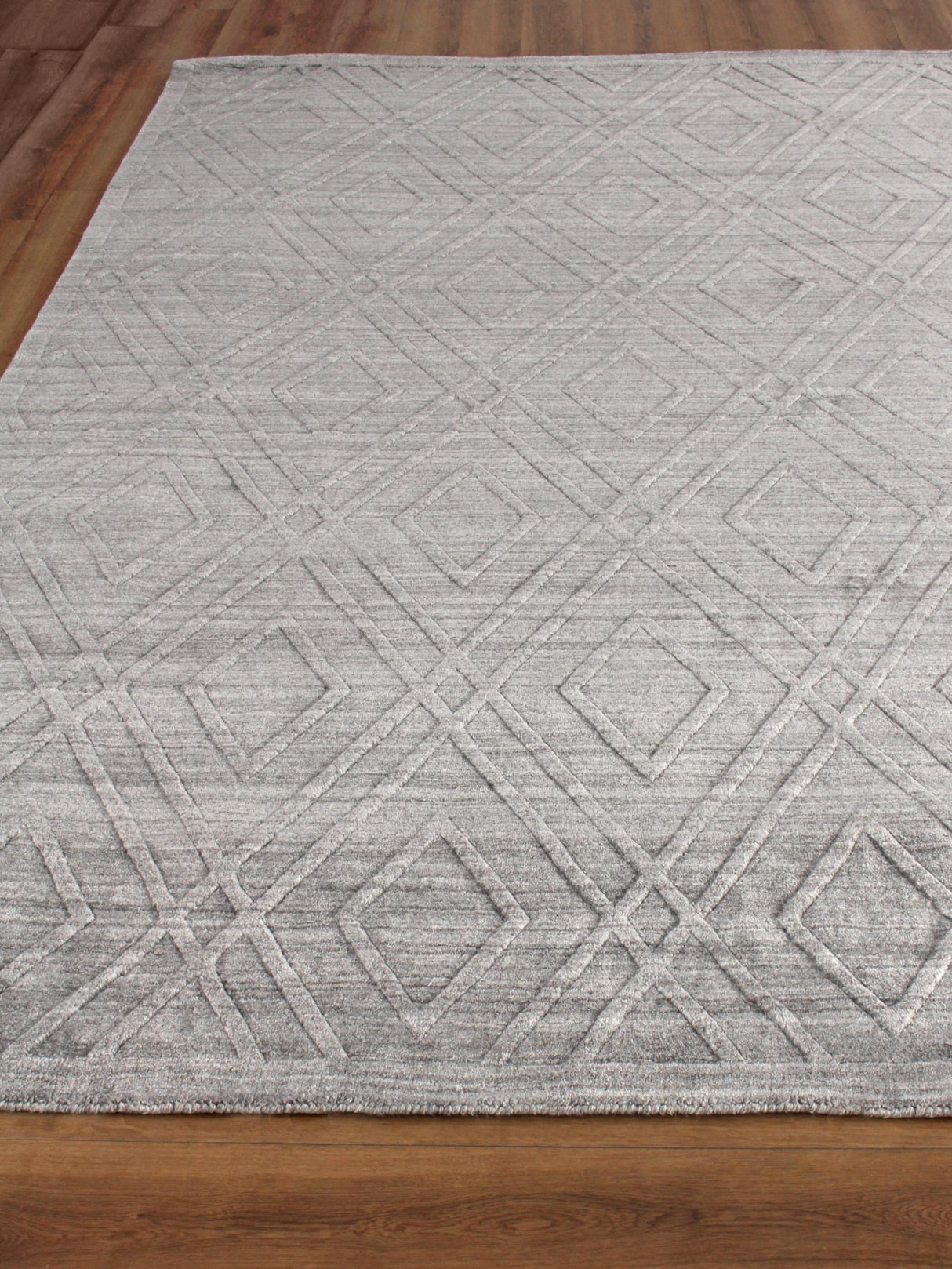 Exquisite Rugs Castelli Hand-loomed Bamboo Silk/Wool 4359 Gray 9' x 12' Area Rug