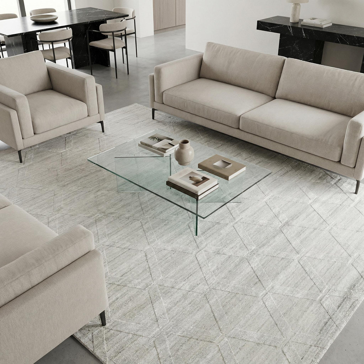 Exquisite Rugs Castelli Hand-loomed Bamboo Silk/Wool 4360 Ivory 12' x 9' Area Rug