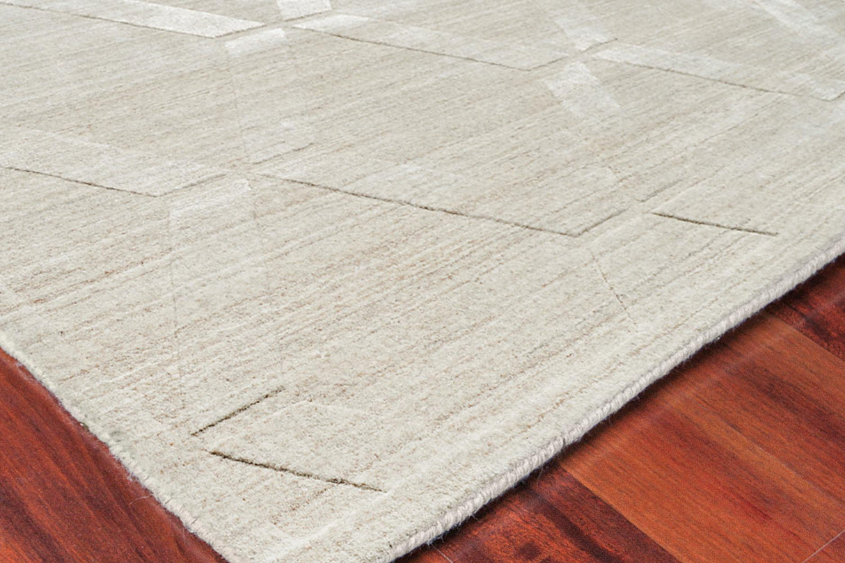 Exquisite Rugs Castelli Hand-loomed Bamboo Silk/Wool 4361 Light Beige 9' x 12' Area Rug