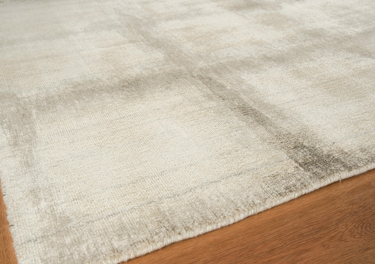 Exquisite Rugs Chroma Hand-loomed Wool/Bamboo Silk 4522 Silver/Ivory 8' x 10' Area Rug