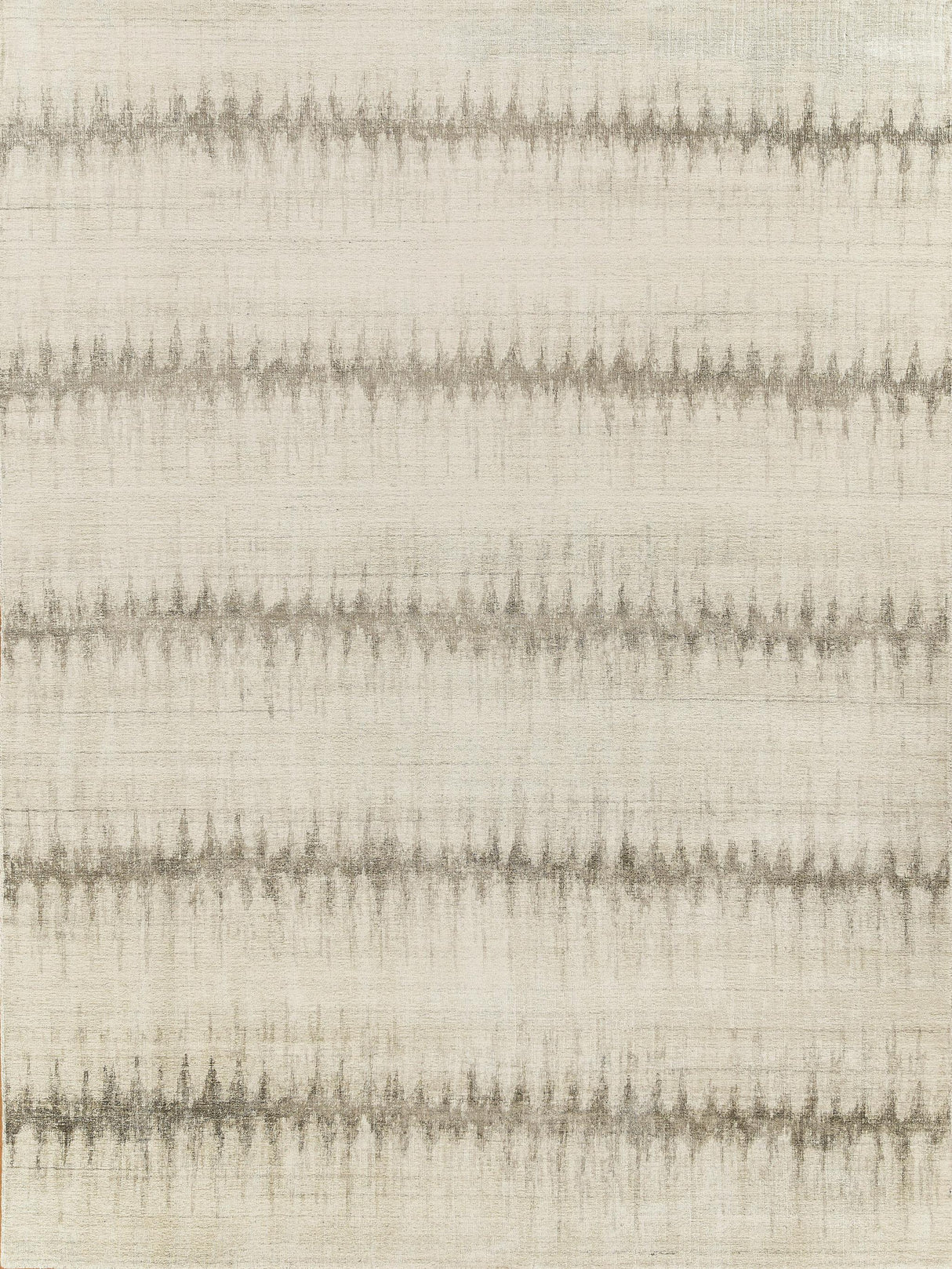Exquisite Chroma Hand-loomed Wool/Bamboo Silk Ivory/Silver Area Rug 6.0'X9.0' Rug