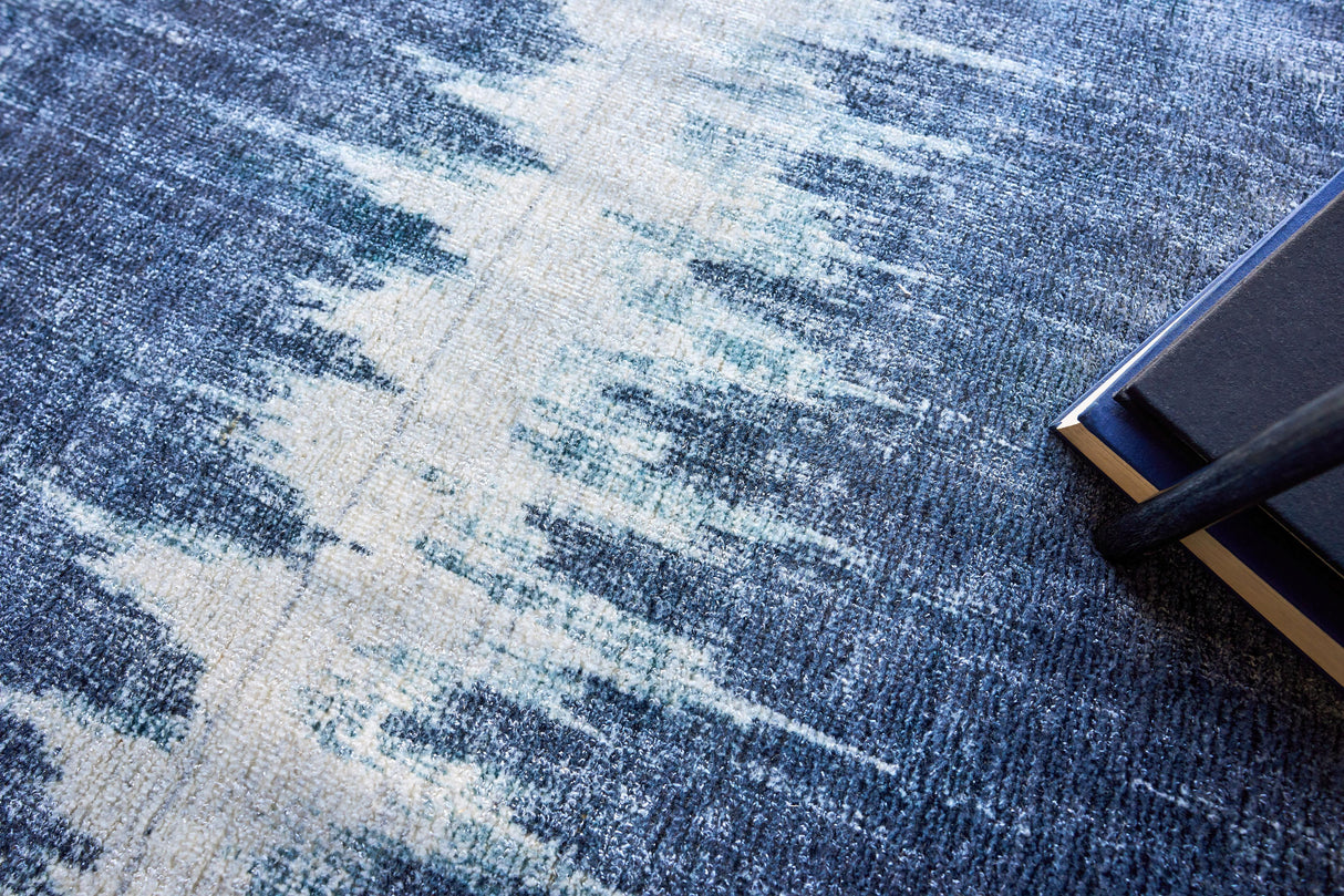 Exquisite Rugs Chroma Hand-loomed Wool/Bamboo Silk 4808 Navy 12' x 15' Area Rug